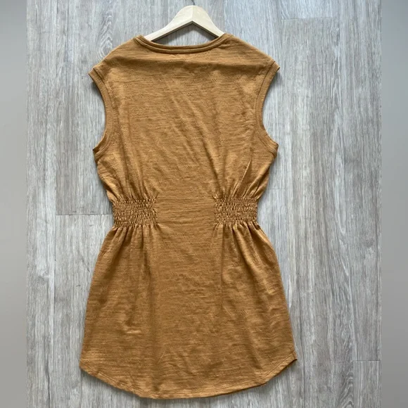 NWT Z Supply Camel Smocked Waist Knit Mini Dress Size L - Picture 2 of 7